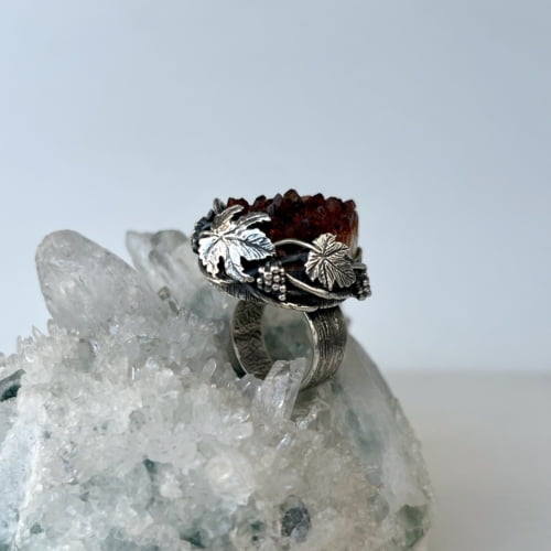 Big citrine ring in silver 925, Made in Armenia - Image 2