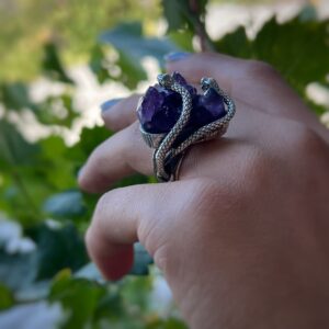 big ring amethyst snake ring