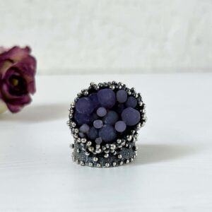 Sterling silver ring with natural purple grape agate stone