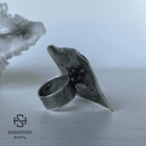 Sterling Silver Bold Square Black Obsidian Ring, Huge Geometric Ring for women, Made in Armenia - Image 6